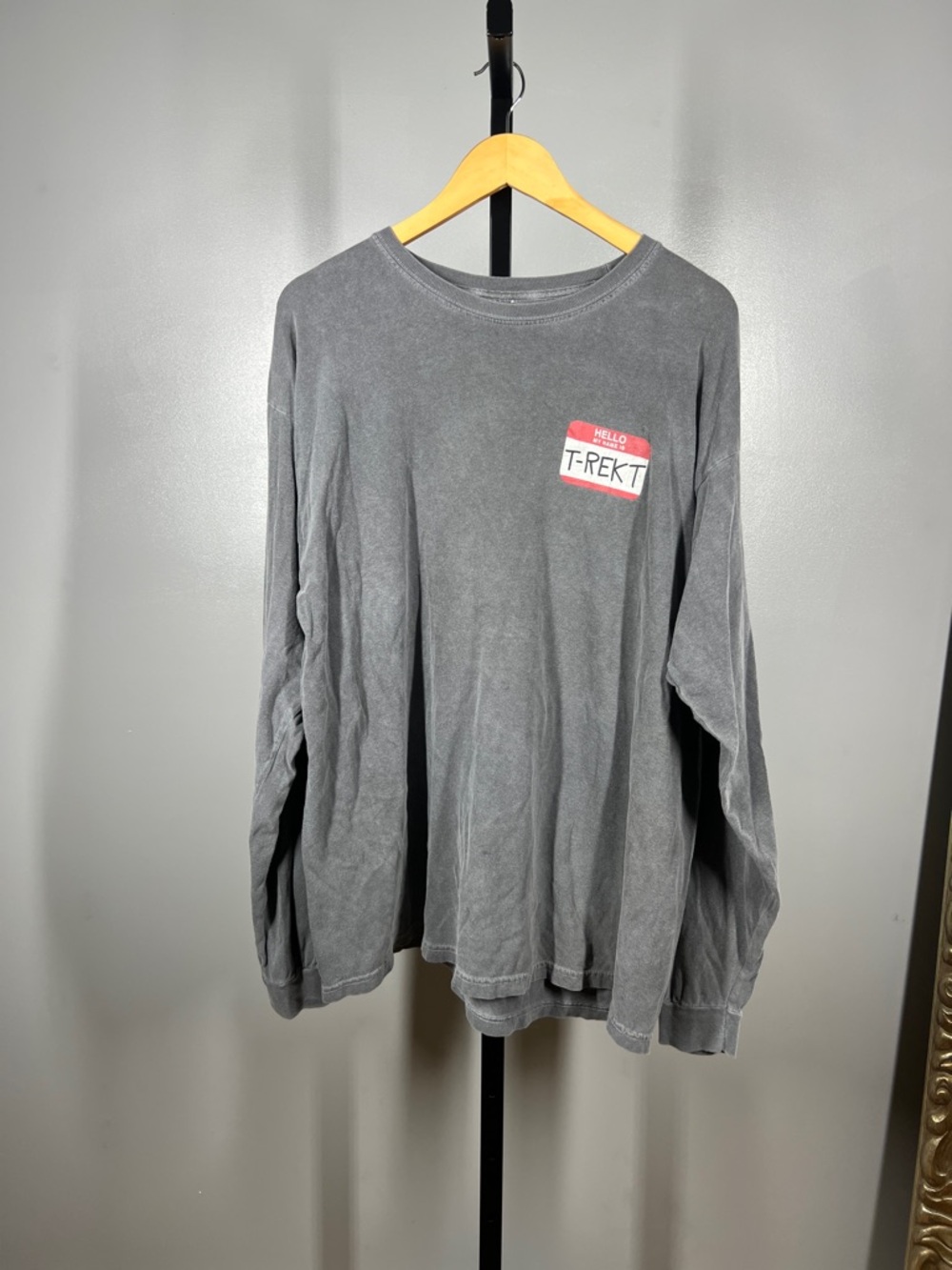 Party Pants T-REKT Long Sleeve Graphic Tee - Charcoal Gray